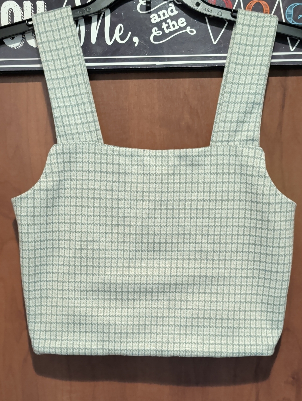 American Eagle Outfitters Sage Green Grid Crop Tank